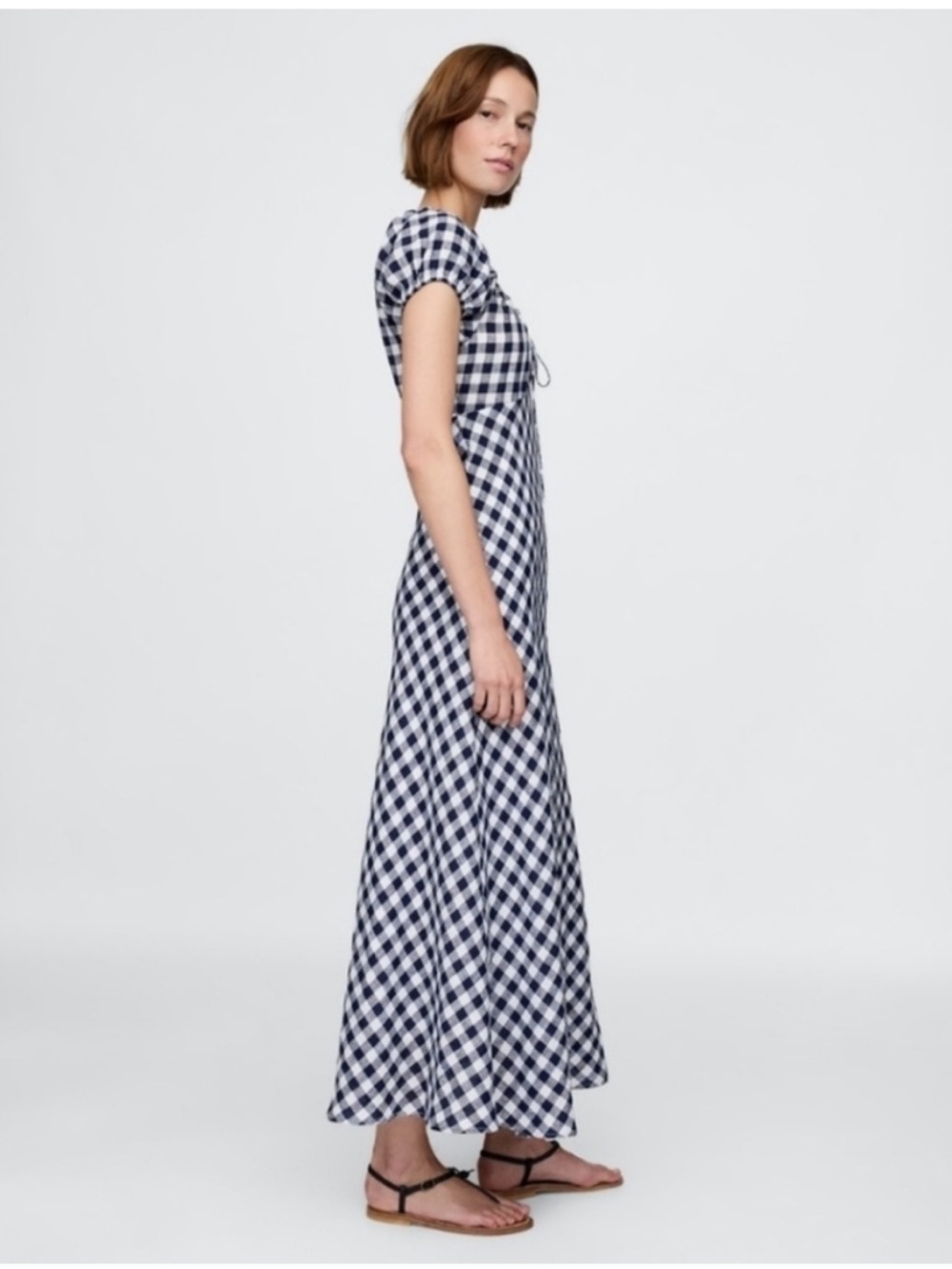 GAP Navy and White Gingham Maxi Dress